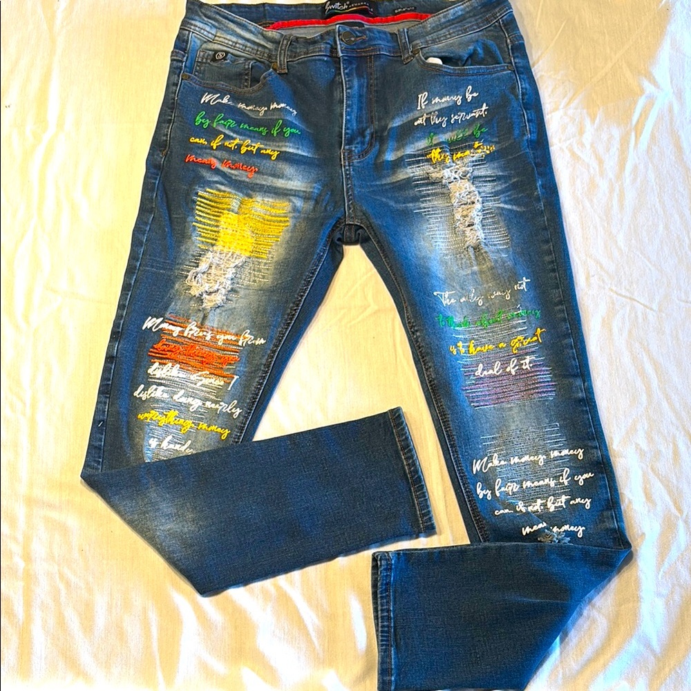 Switch Remarkable Men’s Graphic Hip-Hop Skinny Jeans , 36x30 , $20